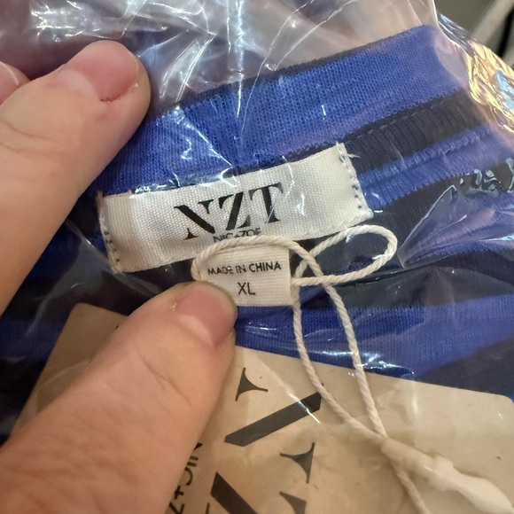 NIC+ZOE Stripe Knit Scoop Neck Short Sleeve Cotton Blend Blue Striped Tee NWT XL - Picture 5 of 11